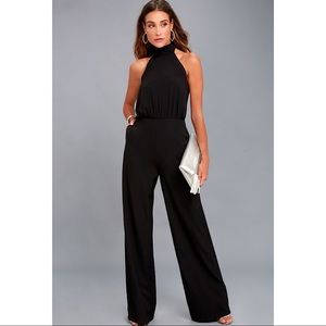 Lulu’s Moment for life black halter Jumpsuit M